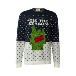 s.Oliver Red Label Weihnachtspullover aus reiner Baumwolle mit Peanuts-Motiv - blau/grün/weiß (59A5)