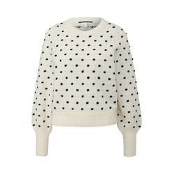 Q/S designed by Pullover mit Puffärmel und Punktemuster   - beige/schwarz (02X0)