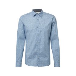 s.Oliver Red Label Slim Fit: Hemd aus Baumwollstretch mit All-over-Print - blau (62A0)