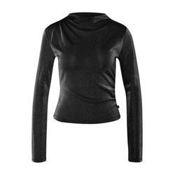 Q/S designed by Sequined T-shirt with gathered sides - black (9999)