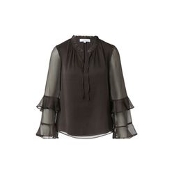 comma Blouse with feminine flounces made of crêpe chiffon - brown (8940)