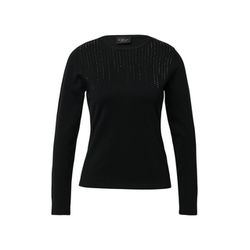 s.Oliver Black Label Fine knit jumper in slim fit with gemstones  - black (9999)