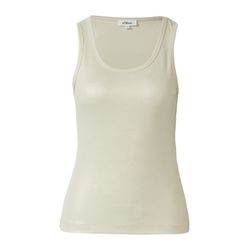 s.Oliver Red Label Geripptes Tank-Top mit glitzerndem Coating  - beige (0805)
