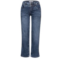 Street One Jean à jambe droite avec tape - bleu (17480)