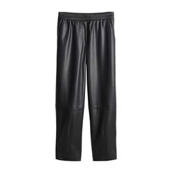 Opus Relaxed faux leather pants with barrel legs - Myha edgy - black (900)