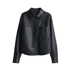 Opus Regular Hemdbluse in Lederoptik - Fedgy - schwarz (900)