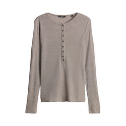 Opus Slim geripptes Longsleeve im Henley Stil - Sosmica - beige (20022)