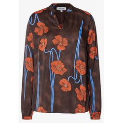More & More Printed Satin Blouse - blue/brown/orange (4284)