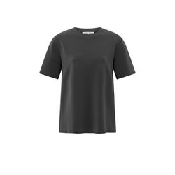 Yaya T-shirt with knitted ribbed neckline - gray (90205)