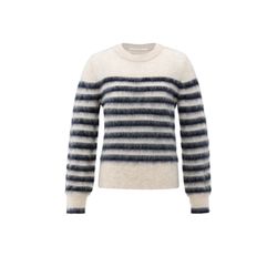Yaya Striped sweater with round neck and long sleeves - beige/blue (940511)
