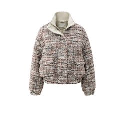 Yaya Boucléjacke mit Fransen - beige/rot/schwarz (990161)