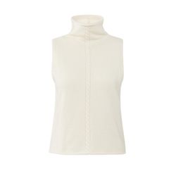 Yaya Sleeveless sweater with high neck and cable detail - beige (99015)