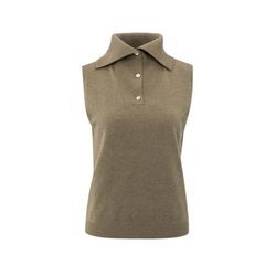 Yaya Sleeveless knitted top with collar and button placket - brown (99008)
