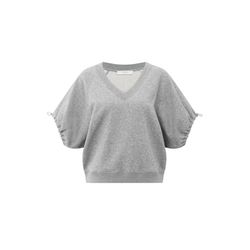 Yaya Sweatshirt with V-neck and adjustable sleeve cords - gray (99022)