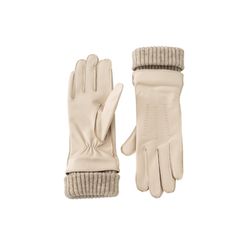 Yaya Lederhandschuhe mit Strickbündchen - beige (99006)