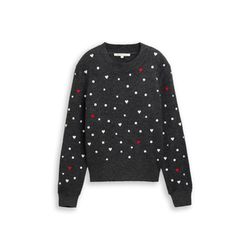 Tom Tailor Denim Pull tricoté à la coupe décontractée avec broderie - gris (39414)