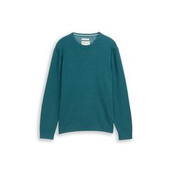Tom Tailor Basic Pullover in Unifarben mit Rundhalsausschnitt - grün (39271)