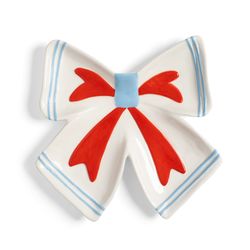 &Klevering Teller - Schleife - rot/weiß (offwhite)