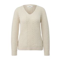 s.Oliver Red Label Strickpullover mit V-Ausschnitt und Pailletten-Details - beige (81W9)