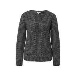 s.Oliver Red Label Strickpullover mit V-Ausschnitt und Pailletten-Details - grau (97W3)