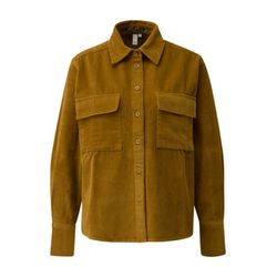 Q/S designed by Corduroy overshirt with breast pockets  - brown/green (8504)