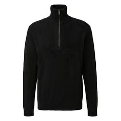 Q/S designed by Cashmere-Baumwollmix Stricktroyer in Rippstruktur - schwarz (9999)