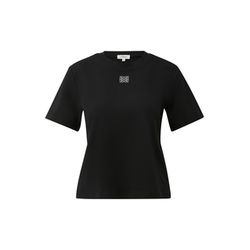 s.Oliver Red Label T-Shirt mit Glitzerstein-Details   - schwarz (99D1)