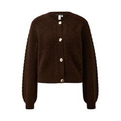 Q/S designed by Soft cable knit cardigan  - brown (89W0)