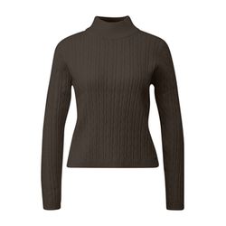 Q/S designed by Schmaler Pullover mit Zopfmuster  - braun (8947)