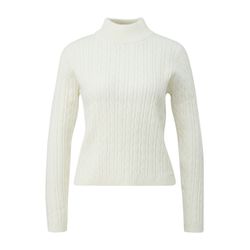 Q/S designed by Schmaler Pullover mit Zopfmuster  - weiß (0200)