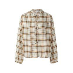 s.Oliver Red Label Checked shirt blouse with ruffled collar - beige (02N3)