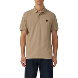 s.Oliver Black Label Cotton stretch polo shirt with label patch - brown (8615)