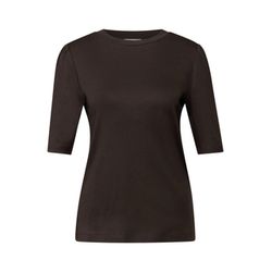 Street One Basic T-shirt with ruffles - brown (16866)