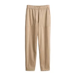 Opus Relaxed jogging pants in suede look - Myha velor - beige (2088)