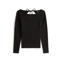 Tommy Hilfiger Long-sleeved slim fit top with rhinestone flag - black (BDS)