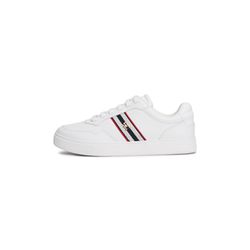 Tommy Hilfiger Cupsole leather sneaker with stripe detail - white (YBS)