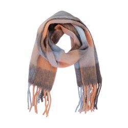 Signe nature Scarf with fringes - blue/orange (6)