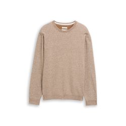 Tom Tailor Basic Pullover in Unifarben mit Rundhalsausschnitt - braun (39418)