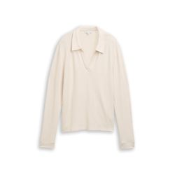 Tom Tailor Cosy long-sleeved shirt with polo collar - beige (36844)