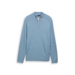 Tom Tailor Troyer Strickpullover mit Logo-Stickerei - blau (39094)