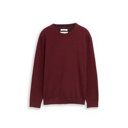 Tom Tailor Basic Pullover in Unifarben mit Rundhalsausschnitt - rot (39101)