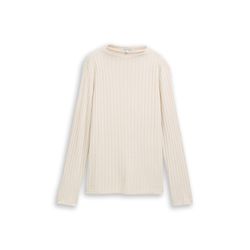 Tom Tailor T-shirt with wide rib mock neck - beige (36844)