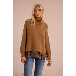 Molly Bracken Fringed poncho-style sweater - brown (CAMEL)
