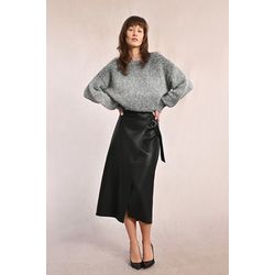 Molly Bracken Long skirt in imitation leather - black (NOIR)