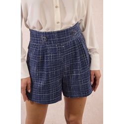 Molly Bracken Shorts aus Tweed mit hoher Taille - blau (BLUED)