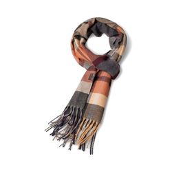 Fynch Hatton Weicher Schal mit Karomuster - grau/orange (368)