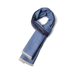 Fynch Hatton Wollschal mit Fischgrätenmuster - blau (638)