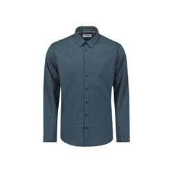 No Excess Stretchhemd mit dezentem Karomuster - blau (078)