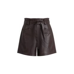 Zero Shorts Lederoptik mit Bindegürtel - braun (7416)