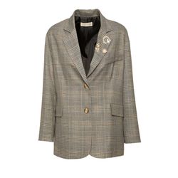 BSB Check blazer with brooch - gray (COOL GREY)